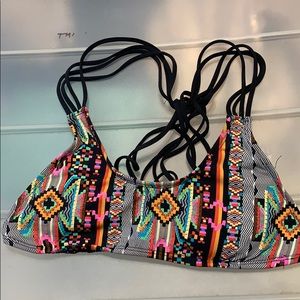 Bright Aztec Pattern Strappy Bikini Top